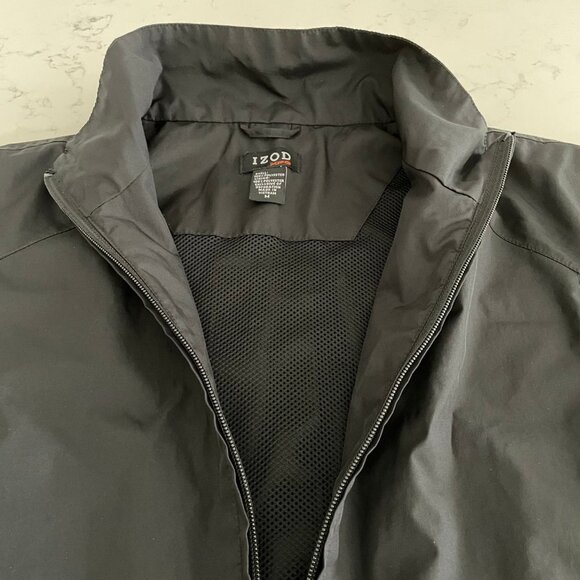 Izod XFG Athletic SS Zip Up High Collar Poly Golf Windbreaker Jacket Black Sz M - Picture 3 of 13